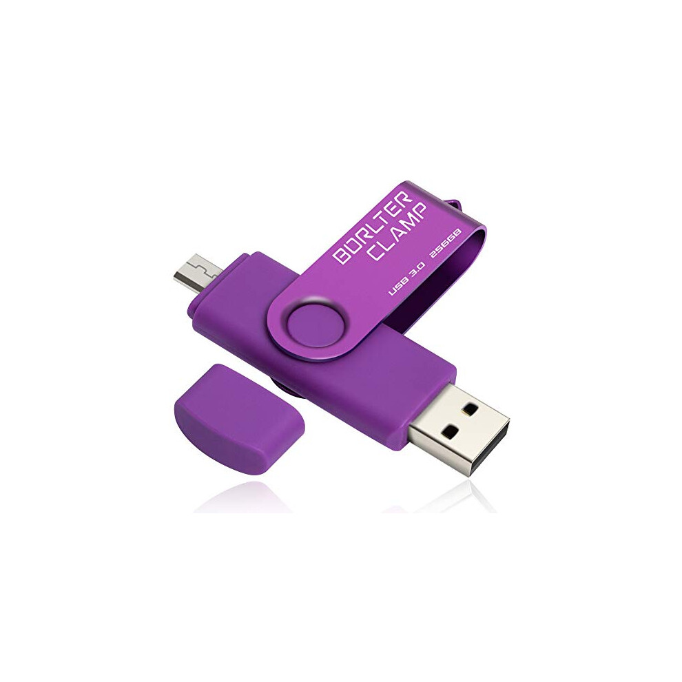 256Gb Dual Usb 3.0 Flash Drive Otg Memory Stick, Pendrive With Microusb Drive For Android Phone, Tablet And Computer (Purple) Purple 303277134585