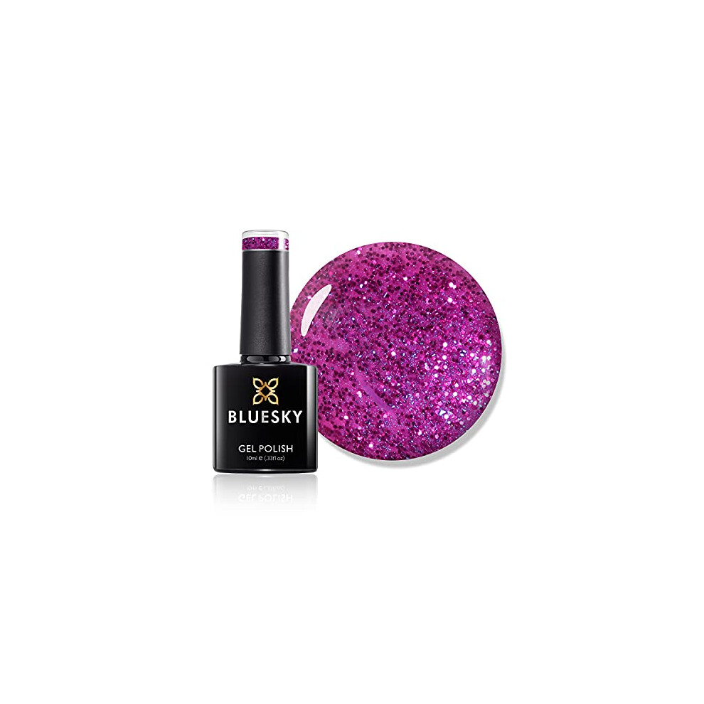 Gel Nail Polish, Butterfly Queen 80602, Pink Glitter, Magenta, Purple, Long Lasting, Chip Resistant, 10 ml (Requires Drying Under UV LED Lamp)