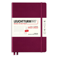 366027 Academic Weekly Planner Medium (A5) 2023, 18 Months, Port Red, English