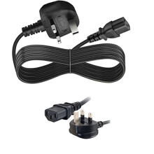 5 Meter UK Plug to IEC C13 Mains Power Cable for TV Samsung Panasonic Sony etc, Kettle, PC Monitor & Printer Lead Cord