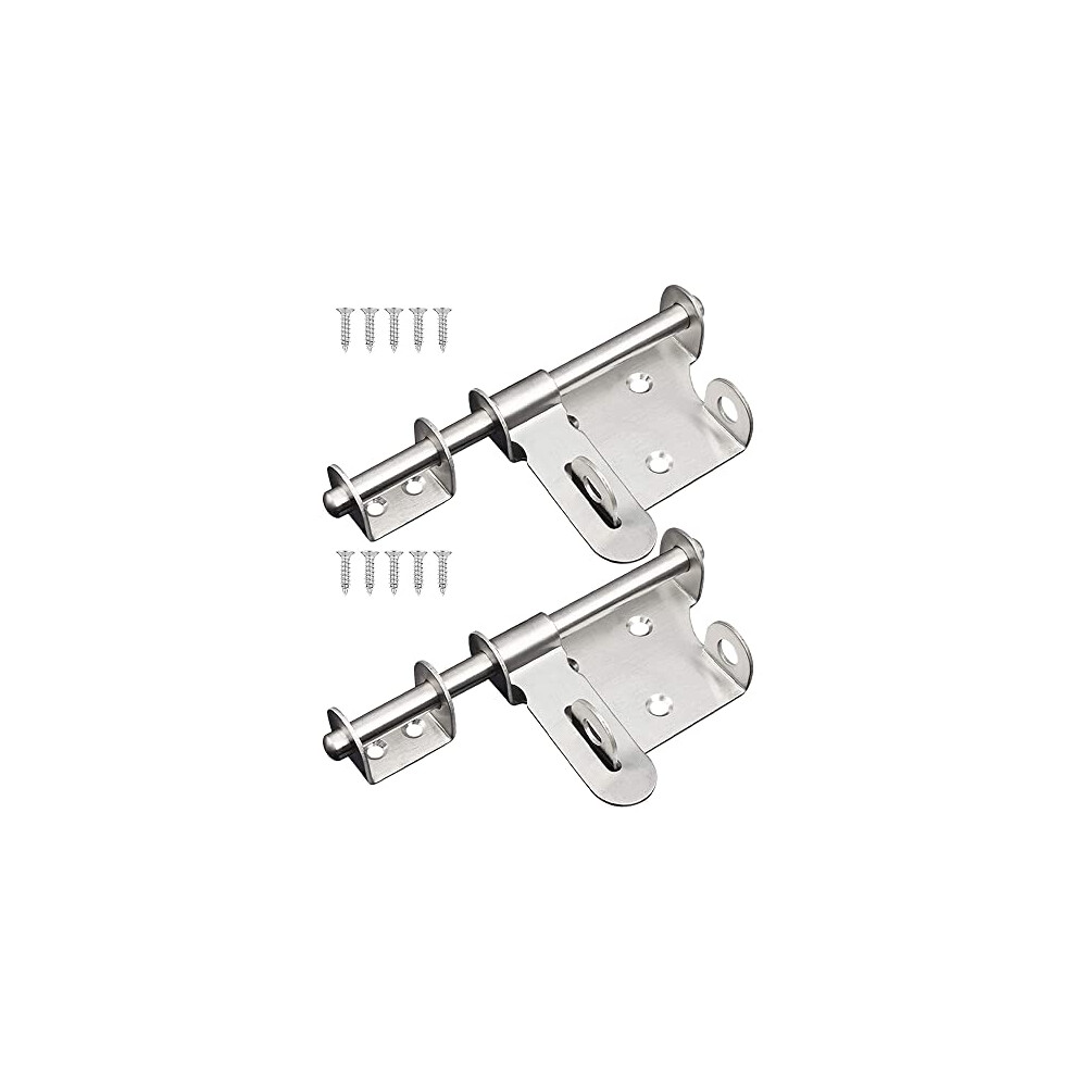 2Pcs Slide Bolt Lock Gate Latch,Stainless Steel Sliding Barrel Bolt Door Lock Heavy Duty Hasp Latch With Padlock Hole Safety Lock For Gates Fences 740223823689