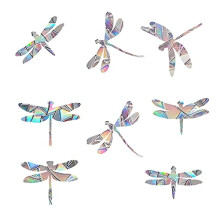 Pack of 30 Dragonfly Prism Window Stickers for Bird Strikes Anti-Collision Stickers Stop Birds Flying Into Window (QCCT-QT-30)