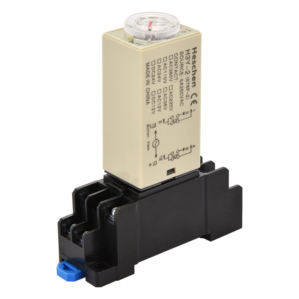 Timer Delay Relay H3y-2 24Vdc 60 Minute 250Vac 5A 8Pin Terminal Dpdt With Dyf08 35Mm Din Rail Socket Base 670534172445