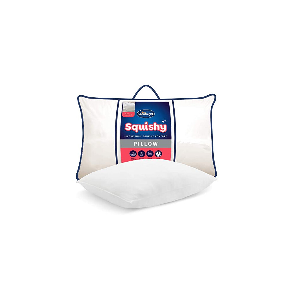 Squishy Pillow - Pack of 1 Soft Comfortable Pillow with Velvet Touch Cover and Dupont Fibres - Machine Washable and Hypoallergenic, White, 519236GE