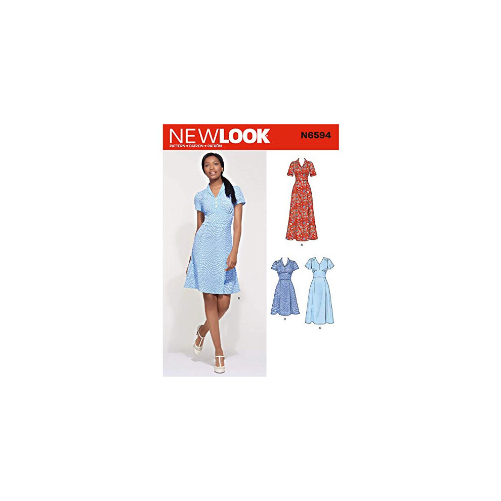 NewLook New Look Pattern N6594 Misses' Dress in Three Lengths, Paper, White, VARIOUS