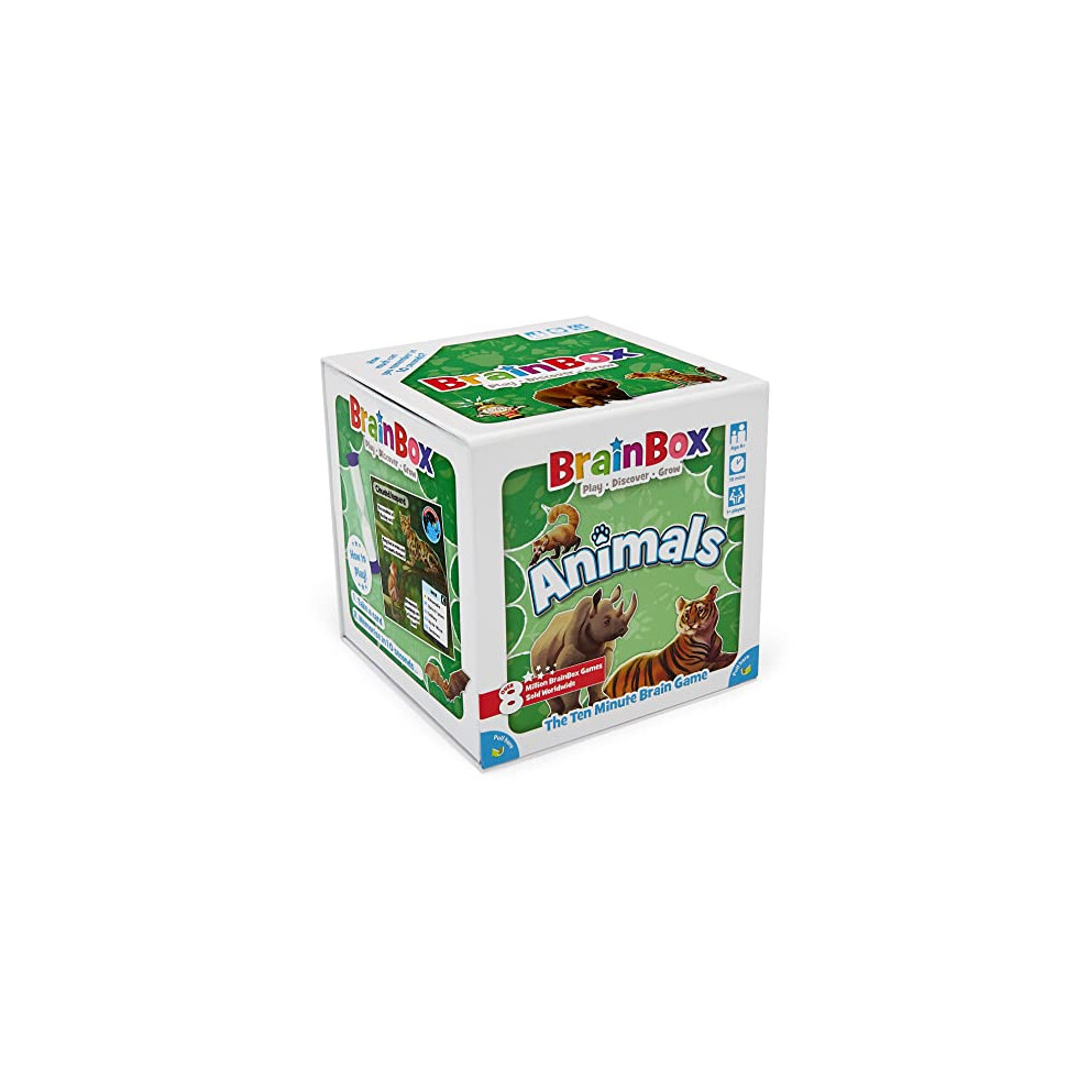 Brainbox Animals | Fun & Educational Card Game | Ages 8+ | 1+ Players | 10 Minutes Play Time