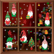 Christmas Window Stickers Clings Xmas Decoration Sale Clearance Reusable Double-Sided Print Decals for Glass Living Room Windows Display Xmas Gnomes