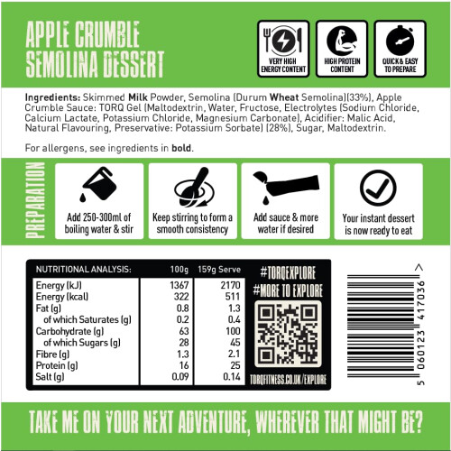 TORQ Explore Dessert Apple Crumble Healthy Dehydrated Expedition Food 1