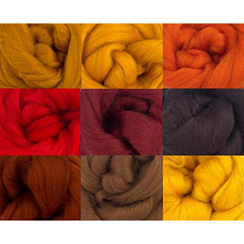Merino Wool Tops -FIRE TONES - Pack of 9