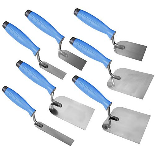 7 x Stainless Margin Stucco Trowel, Bucket Trowel Plastering Rendering DIY Tools (Set)