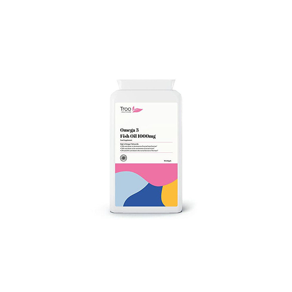 Troo Health Care Omega 3 Fish Oils 1000Mg 90 Capsules | High Strength Daily Omega 3 Fatty Acid Supplement With Dha And Epa | Uk Manufactured To Gmp Standards