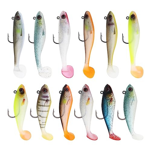 6PCS Fishing Lures Silicone Soft Swimbait 3D Paddle Tail Simulation Bait Fishing Tackle for Freshwater Saltwater Target Bass Trout Walleye Pike Snook