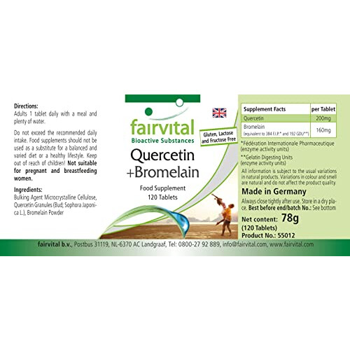 Quercetin Plus Bromelain - 120 Tablets - Vegan - Synergistic Combination - Safe Dosage 2