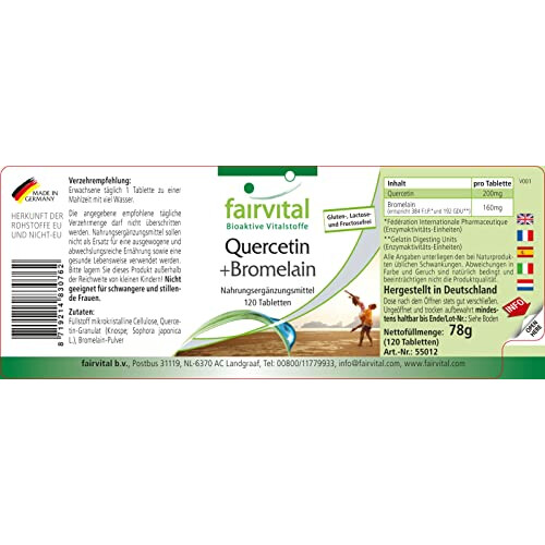 Quercetin Plus Bromelain - 120 Tablets - Vegan - Synergistic Combination - Safe Dosage 1