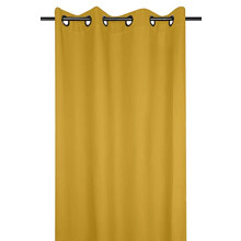Nelson Polyester Curtain With Eyelets, polyester, yellow, 135 x 240 cm