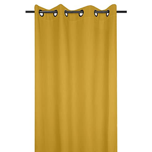 Nelson Polyester Curtain With Eyelets, polyester, yellow, 135 x 240 cm