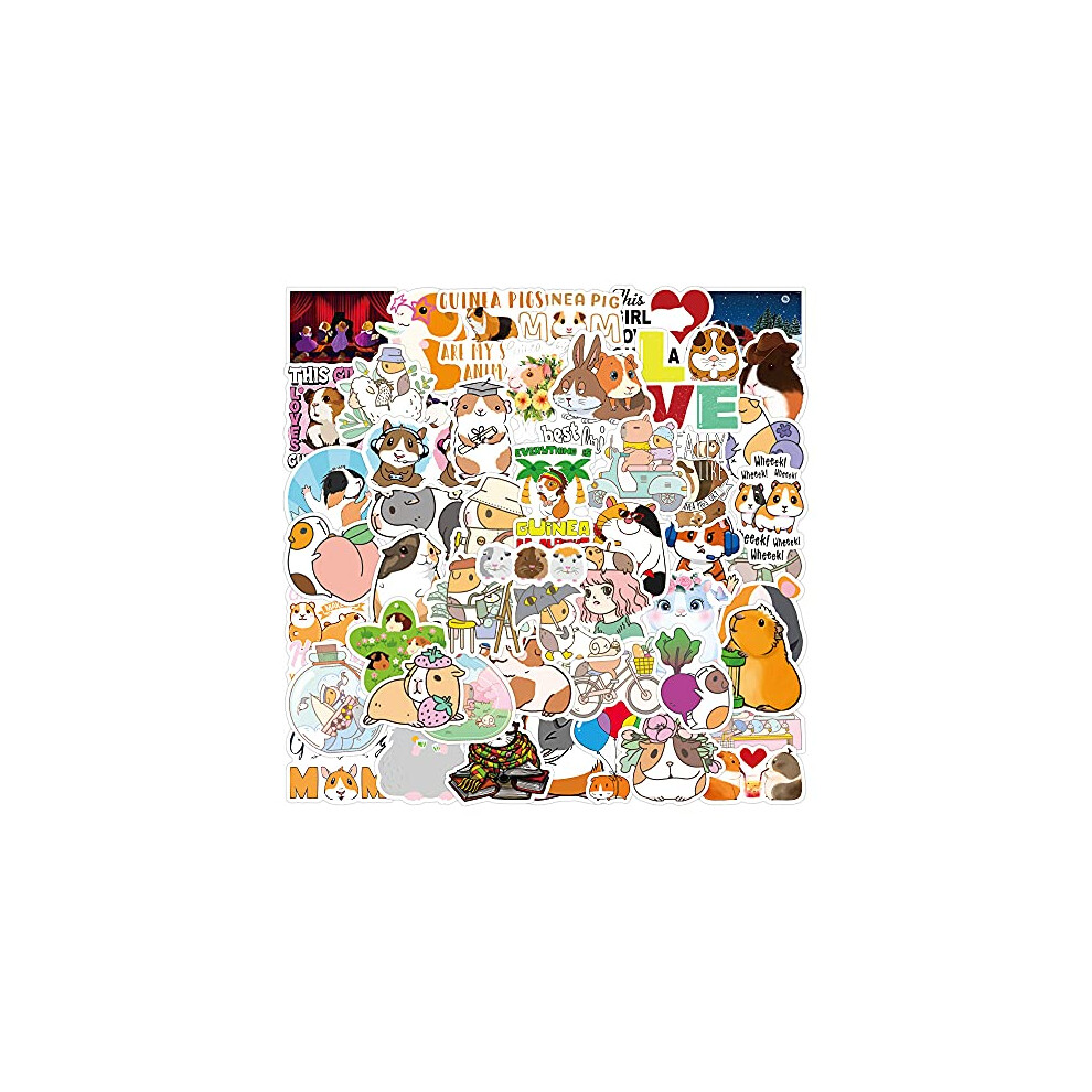 50Pcs Guinea Pig Stickers Kawaii Little Animal Stickers Laptop Car Scrapbook Phone Skateboard Vinyl Waterproof Aesthetic Personalised Stickers for