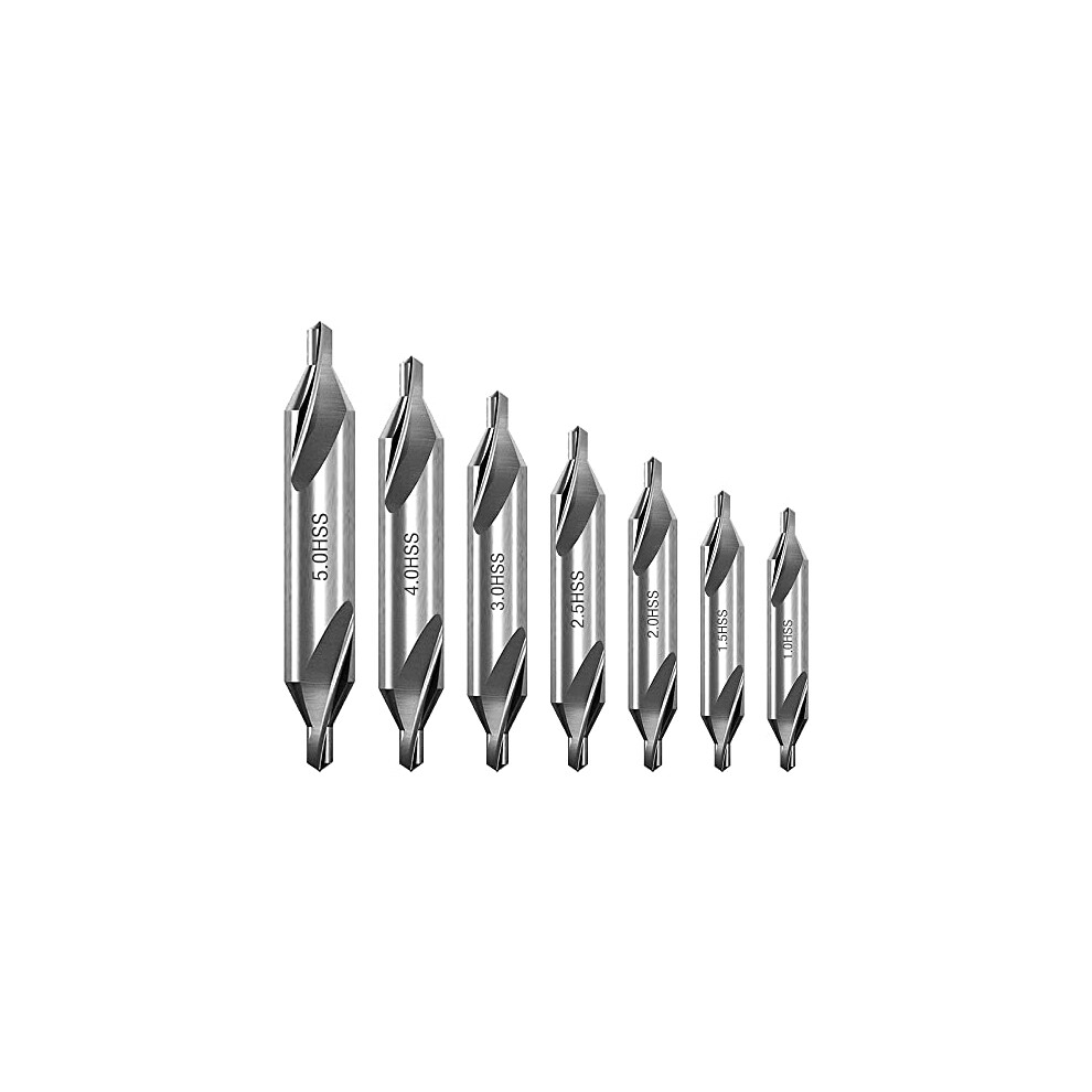 7 Pcs Center Drill Bits Set, Spotting Drill Centering Drill Bits M2 High Speed Steel 60-Degree Angle Center Drill Bits Kit Countersink Tools For Lathe 755713947097