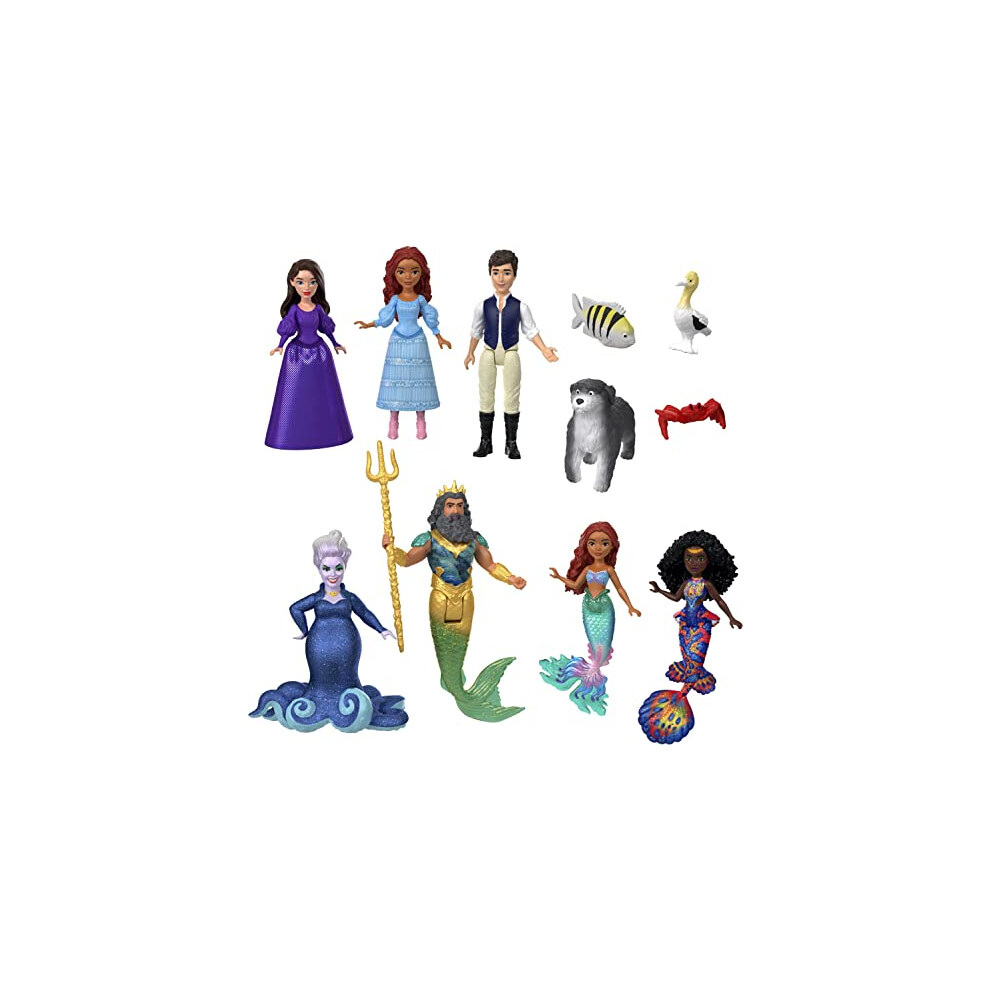 Disney The Little Mermaid Land & Sea Ariel Ultimate Story Set with 7 Small Dolls & 4 Friend Figures, Includes Human & Mermaid Ariel Dolls,