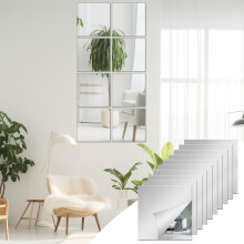 10 Pcs Flexible Mirror Sheets Self-Adhesive Mirrors 2mm Thickened Acrylic Mirror Full Length Wall Mirrors 15 x 15cm Plastic Mirror Tiles Non-Glass