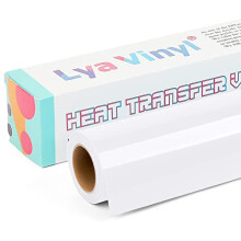White Heat Transfer Vinyl - Lya Vinyl 12" x 10ft White Iron on Vinyl Roll for Cricut, Silhouette Cameo, Premium HTV for DIY Clothes, Bags, Shoes and