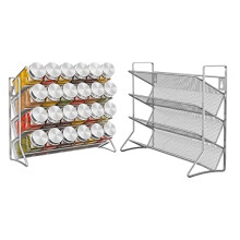3 Tier Spice rack Free standing Metal Kitchen Shelf herbs Spice Bottle Jars Storage Tidy Condiment holder for Countertop Cabinet, set of two, without