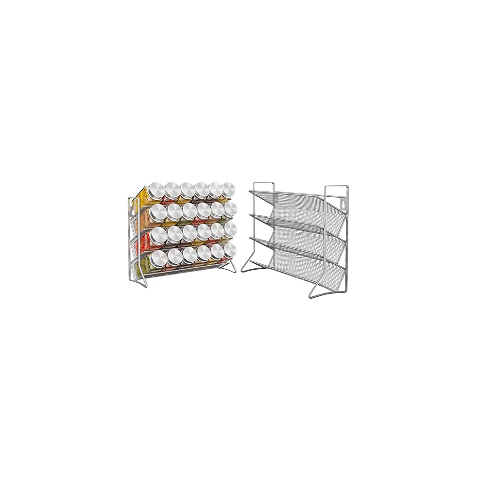 Mutool 3 Tier Spice Rack Free Standing Metal Kitchen Shelf Herbs Spice Bottle Jars Storage Tidy Condiment Holder For Countertop Cabinet, Set Of Two, Without