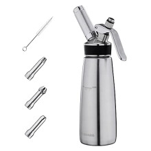 Whipped Cream Dispenser - Stainless Steel 500ml Handheld Whipping Cream Maker Set with 3 Tips - For Use with N20 Chargers - Dishwasher Safe