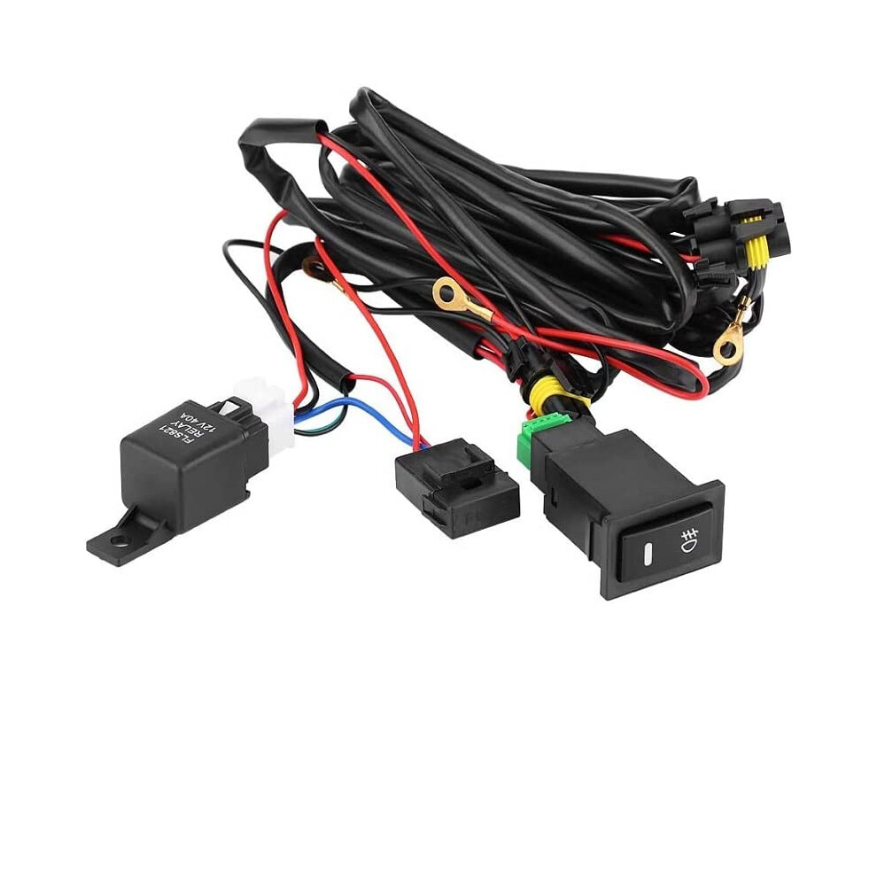 Fog Wiring Kit, Led Bar Wiring Harness 12V Universal Car Led Fog On/Off Switch Wiring Harness Fuse Relay Kit Light 766062168255