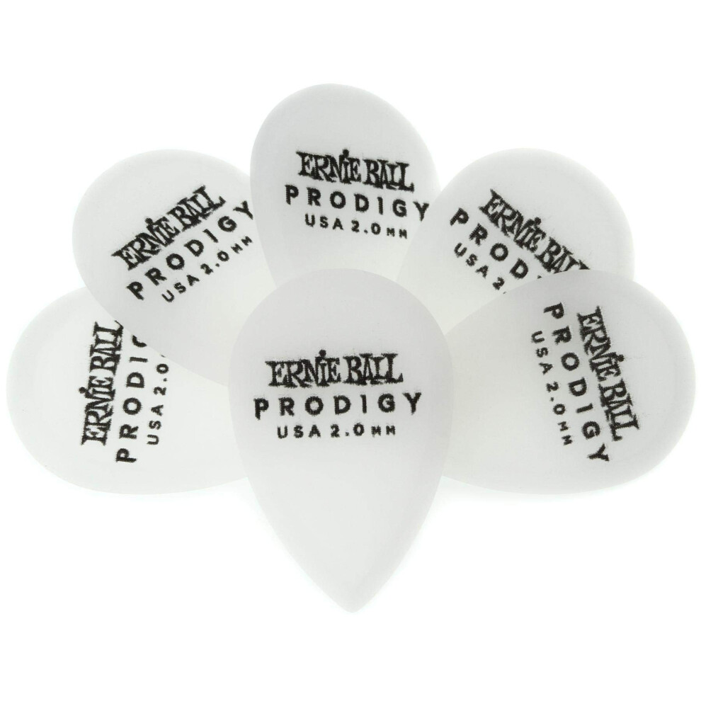 Ernie Ball, Prodigy Teardrop, Plettri Da 2,0 Mm, Colore Bianco, Confezione Da 6-image
