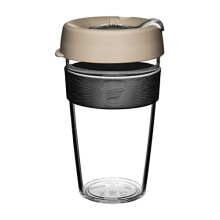 Original Clear, Reusable Plastic Coffee Cup | Splashproof Lid, BPA Free, Barista Grade | Large | 16oz / 454ml | Milk