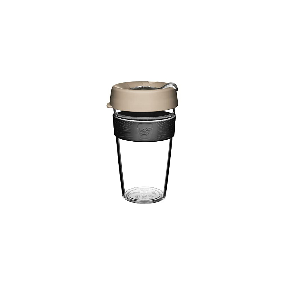 Original Clear, Reusable Plastic Coffee Cup | Splashproof Lid, BPA Free, Barista Grade | Large | 16oz / 454ml | Milk
