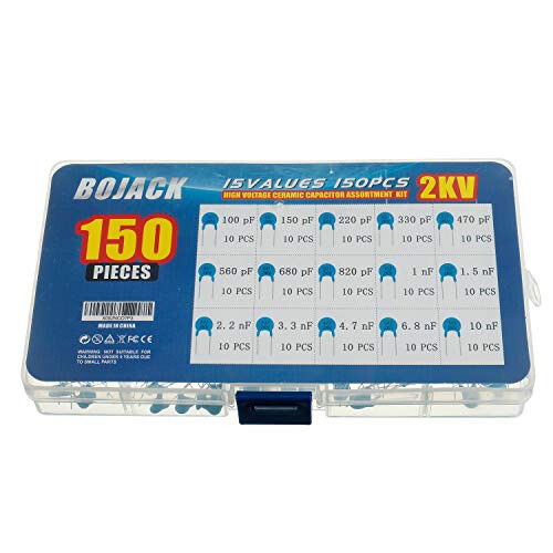 15 Values 150 Pcs 2KV / 100pF to 10nF High Voltage DIP Ceramic Capacitor Assortment Kit 2