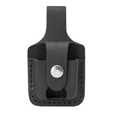 Leather Pouch With Loop Open - Black