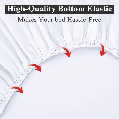 Extra Deep Fitted Sheet Fully Elasticated 40CM 100% Egyptian Cotton 200 Thread Counts (White, Double) 2