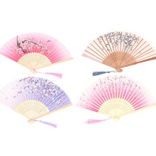 4 Pieces Folding Fans Handheld Fans Bamboo Fans with Tassel Women's Hollowed Bamboo Hand Holding Fans for Wall Decoration, Gifts #4
