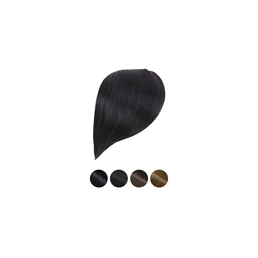 Dsoar Thick Side Swept Bangs Clip In Bangs Real Human Hair Fringe Hair Extensions Natural Look Hairpieces For Girls, Natural Black