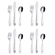 Children's Cutlery12pcs Stainless Steel 18/10 Kids Cutlery/Toddler Utensils/Flatware - 4 x Forks, 4 x Safe Dinner Knives, 4 x Table Spoons - Safari -