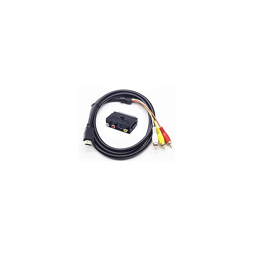 3Rca To Scart Adapter Av Cable Converter Switcher With 1.5M/59In' Hdmi-Av Cable For Ps4 Tv Dvd Vcr Hdtv 9339036294550