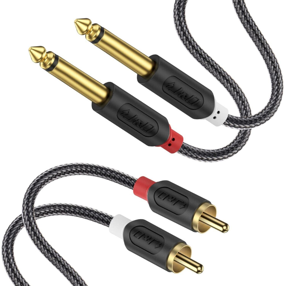 Dual 1/4 Inch Ts To Dual Rca Stereo Audio Interconnect Cable, Plated Audiowave Series 2X 6.35Mm Male Ts To 2 Rca Male Stereo Audio Adapter With Gold 843798130876
