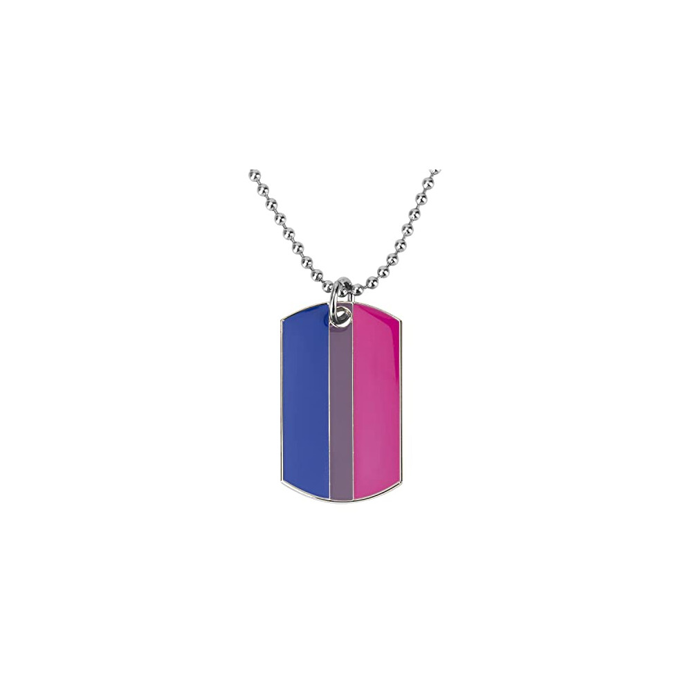Photos - Pendant / Choker Necklace Bisexual Pride Dog Tag Pendant Necklace Fashion Jewellery 60cm Ball Chain Valentines Day Birthday Gift for Couples