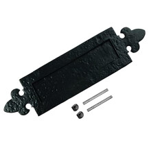 TERF 350mm X 90mm Traditional Type Vintage Antique Black Fancy Letter Plate 350mm X 90mm Letter Postal Box Cover Plate Regency Including Fixing