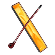 Long Churchwarden Tobacco Pipe Wooden Long Stem Smoking Pipe with Gift Box, Pattern Random