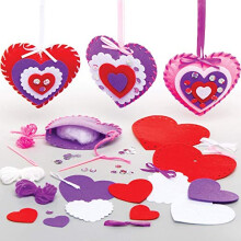 Heart Decoration Sewing Kits - Pack of 3, Valentines Days Crafts (AT355)