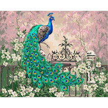 Paint by Numbers for Adults Kits Beginners Peacock Linen Canvas Paint by Numbers Canva Wall Art Home Decor 16*20 Inch (Frameless)