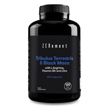 Tribulus Terrestris & Black Maca, with L-Arginine, Vitamin B6 and Zinc, 120 Capsules | 90% Saponins | Strength, Energy, Endurance | Vegan, Gluten Free