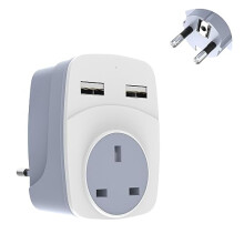 - UK to European Plug Adapter - 1 Pack - Travel Plugs UK to EU & 2 USB A Ports - Universal Adapter Plug UK to Europe Type C, E, F - EU Travel Adapter