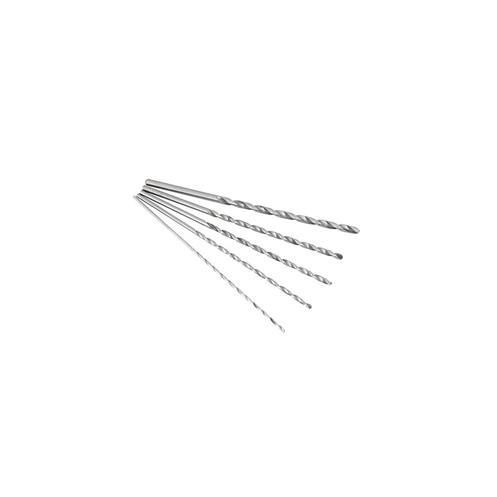 Wood Drill Bits Set, 5pcs 2-5mm Extra Long Drill Bits High-speed Steel Straight Shank Twist Drill Bit Tool 150mm~160mm Length for Wood