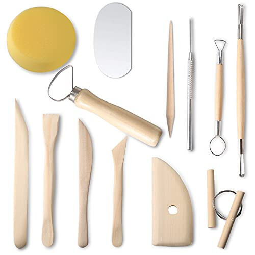 Clay Tools 13 Pcs Pottery Tools Kit Wood And Metal Polymer Clay Tools 