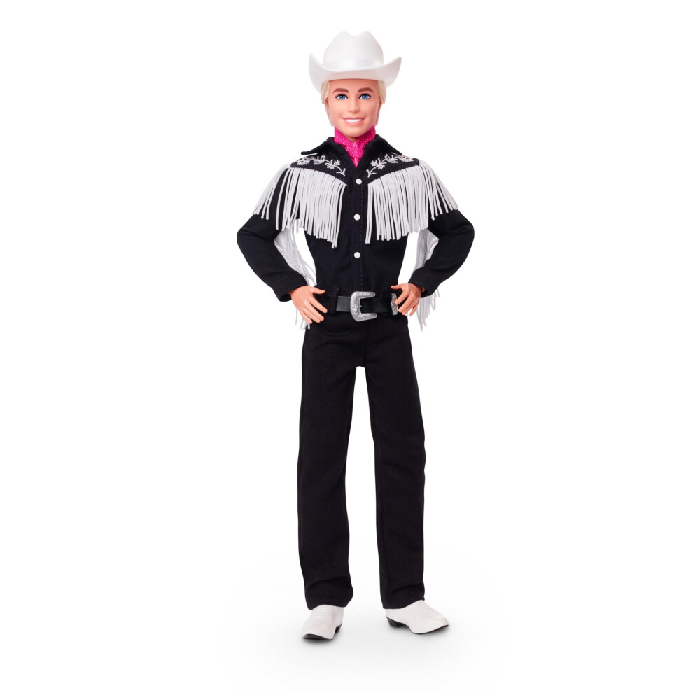 THE MOVIE, Ken Doll wearing Black and White Western Outfit, with Pink bandana tied at his neck, HRF30